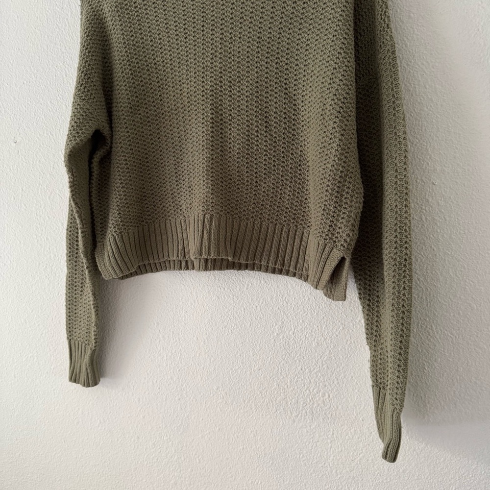 AEROPOSTALE Drop Shoulder Sweater Medium Olive Green Relaxed Crew Knit Cozy - Picture 5 of 15